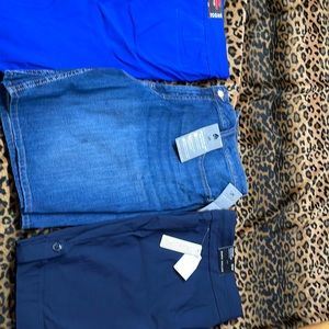 3 pairs size 22 shorts. 1 Lee rider Bermuda, 1 briggs french blue; 1 Napa NHA